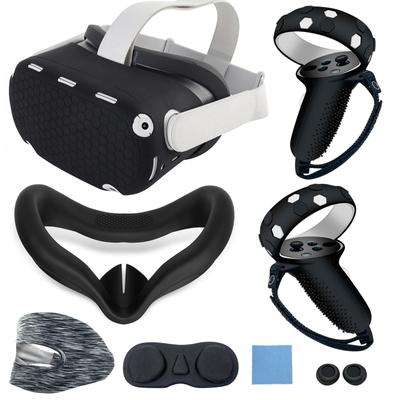 Pro příslušenství Oculus Quest 2, VR silikonová maska ​​na obličej, VR Shell Cover, Quest 2 Touch Controller Grip Cover, Ochranný kryt objektivu, Jednorázový kryt na oči