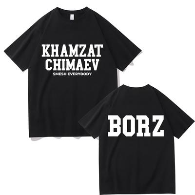 Khamzat Chimaev Logo Doppelseitiger Druck T-Shirts Herren Damen Mode Lässig Übergroße T-Shirts Herren Hip Hop Vintage Streetwear