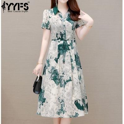 Damenmode Sommer Frühling Colorblock Print Kurzarm POLO-Kragen Hoher Bund Freizeitkleider