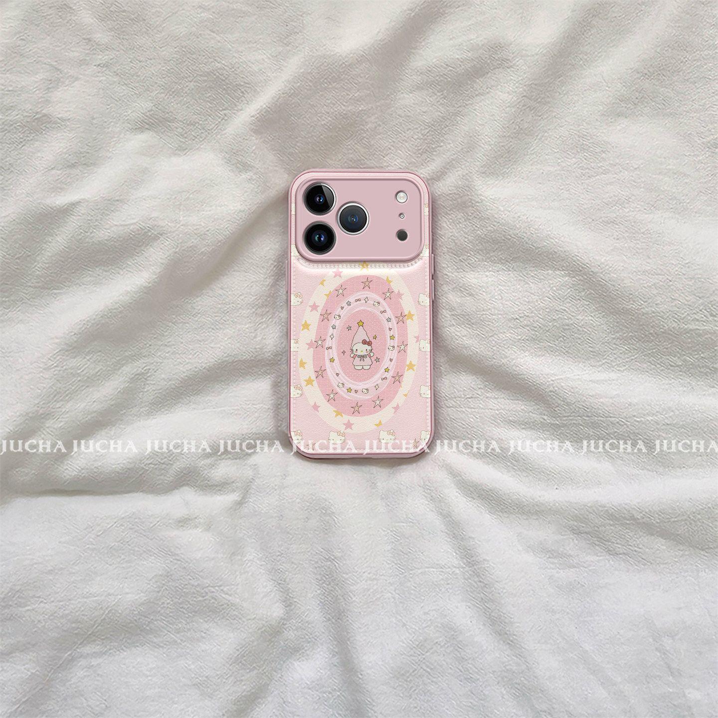 

Pink Star KT Cat Apple Hand Warmer Phone Case: Sleek Design for iPhone 14, 15, 16, 17 Pro iPhone 16