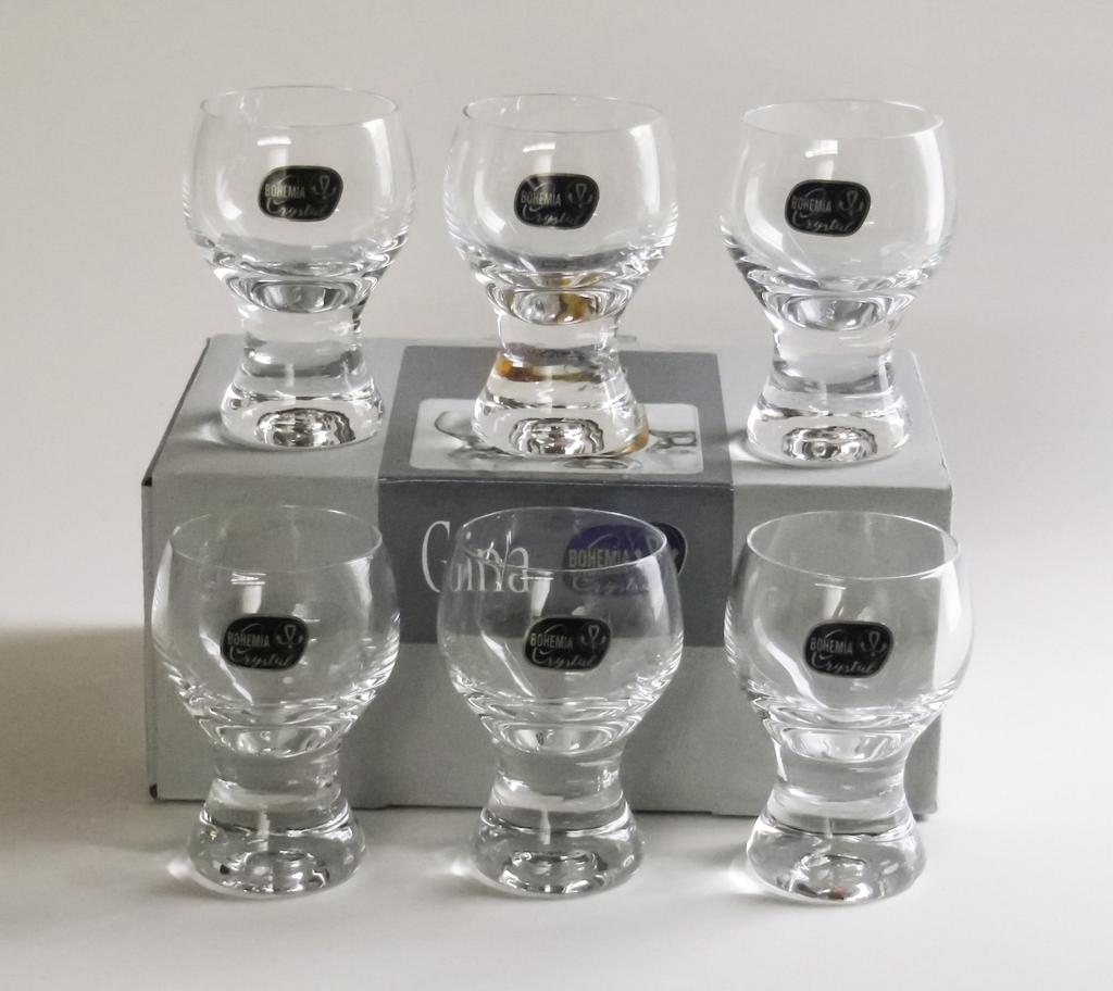 Bohemian Glass Gina Cold Sake Shot Glasses, Set of 6, Dishwasher Safe, Crystallex