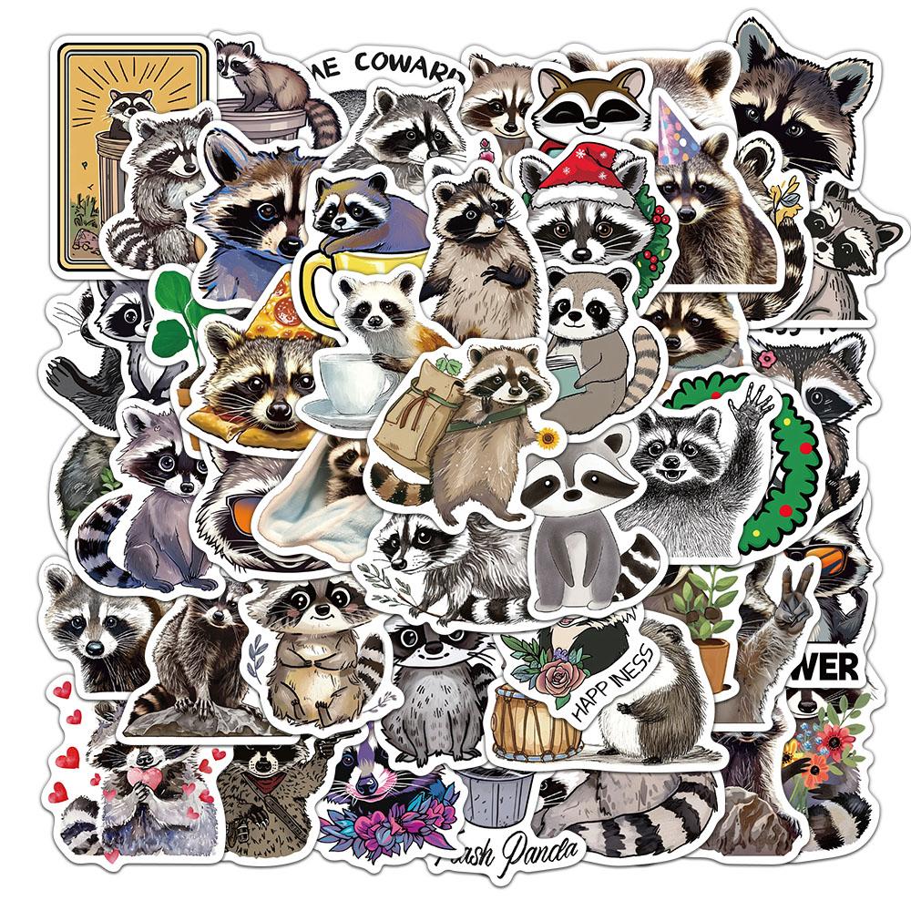 50PCS Cartoon Raccoon Stickers Cute Animal Account Phone Case Laptop Luggage Water Bottle Waterproof Stickers