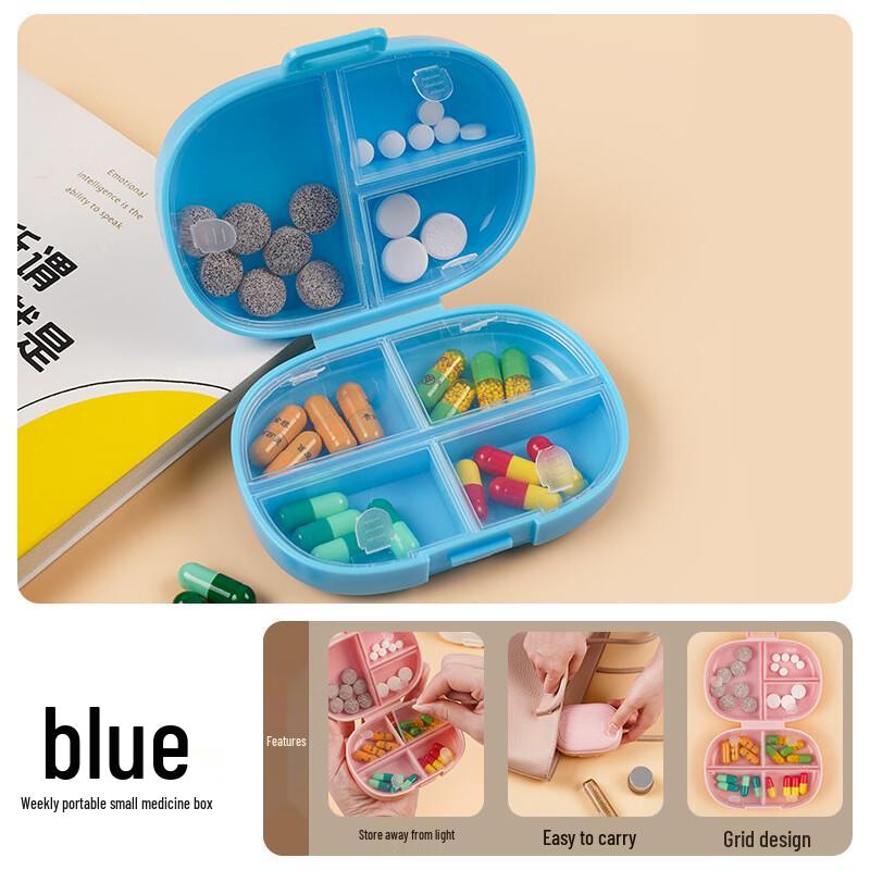 Portable 7-Day Medicine Organizer Box синий