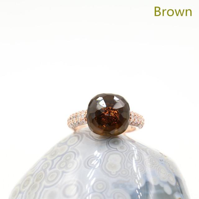 Fashion Brand Candy Style Rose Gold Plated 11 Colors Zirconia Round Big Crystal Women Rings Fine Jewelry Gifts