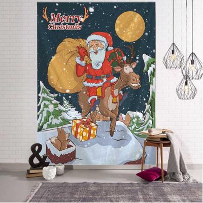 Christmas Tapestry Christmas Gifts Fireplace Santa Claus Christmas Tree Tapestry Room Dormitory Home Decoration Wall Hanging
