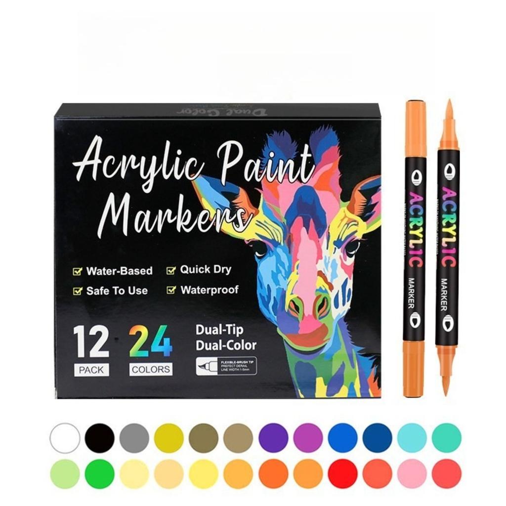 48/24/1 Colors, Dual Head Dual Color, Waterproof, Non-toxic, Odorless, Marker Pen, Office Supplies, Book Markers, Hand Drawn