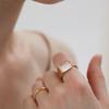 French Light Luxury Temperament White Fritillary Square Open Ring Women's Niche Design Does Not Fade Advanced Index Finger Ring