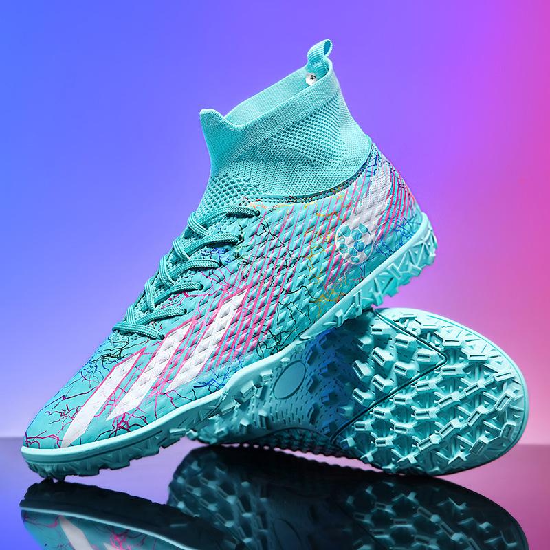 High Top Football Shoes Men's AG Long Nails TF Shredded Nails Children Older Boys Students Into Artificial Turf Training Shoes