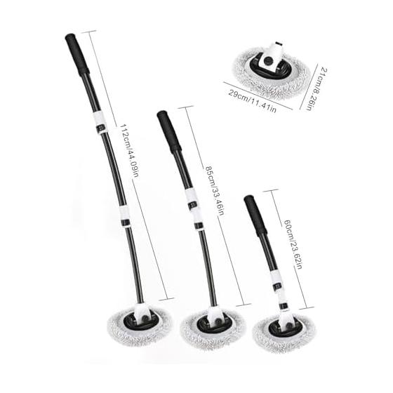 15 Bend Car Wash Brush Car Wash Mop 112cm Stretchable Sponge Mop Soft Ultra-Fine Fiber Car Wash Tools Wet and Dry Use Scratch Prevention Water