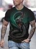 Fashion 3D Snake Printed T Shirt for Men Funny Animal Pattern Oversized T-Shirt Summer Hip Hop Trend Clothing Casual O-Neck Tops