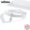 WOSTU 925 Silver Circle Charm Round CZ Bead Bead Clip Fit Reflection Charm Bracelet Jewelry Accessories CQX101