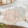 Summer Kids Girls Tees Cotton Lace T-shirt Loose Casual Sweet Short Sleeves Tops Infant Baby Girl Round Collar Tees Children Clothes