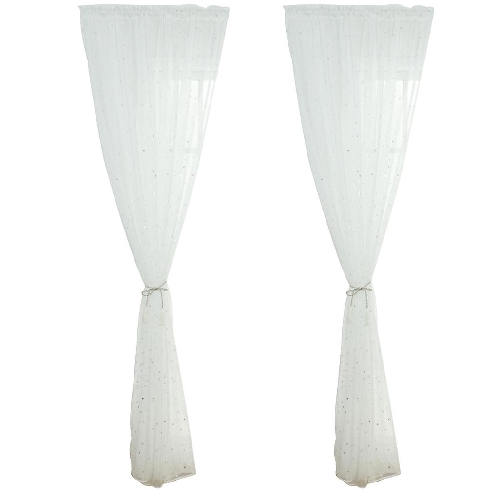 1pcs Silver Star Foil Sheer Curtains 100X270Cm Navy Polyester Star Print Window Tulle For Bedroom Kids Room Voile Curtain Panel