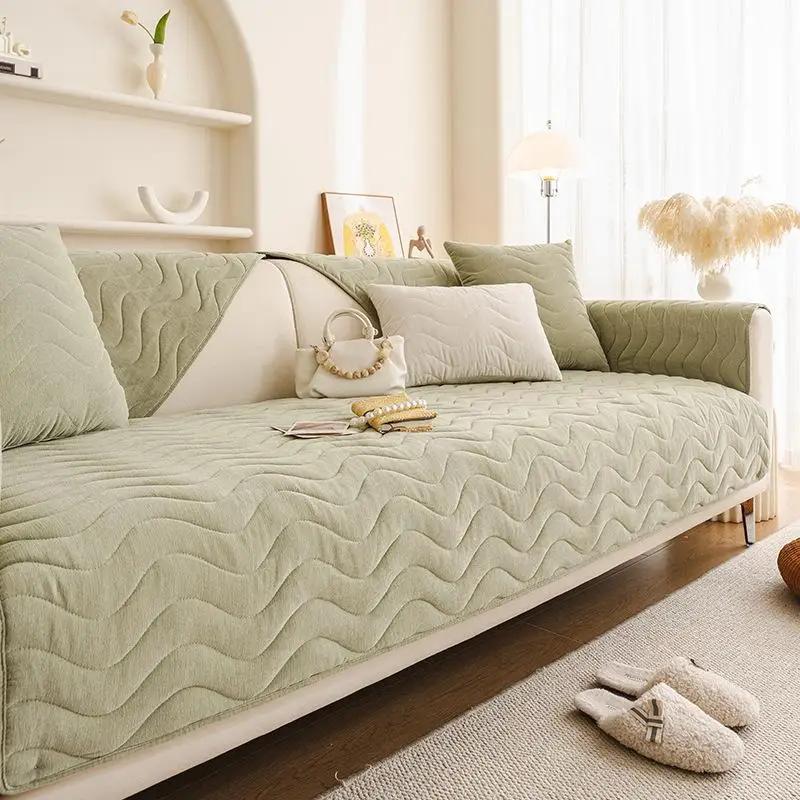 

1 шт. Толстые зимние плюшевые одеяла для дивана, однотонные противоскользящие чехлы для мебели в гостиной, чехлы для диванов для собак и домашних животных 2seat 90x120cm зелёный