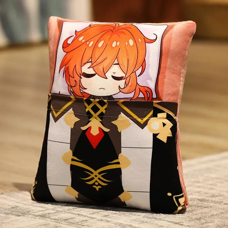 36x27cm Genshin Impact Plush Toy Kawaii throw pillow plush Tiwat Zoo Yae Miko Tartaglia Thoma Ganyu Diluc Plush Pillow Cartoon