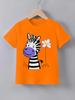 Colorful Mane Zebra And White Daisy Graphic T Shirt Family Matching Boys Girls Kids Short Sleeve Animal Children Daily Tops