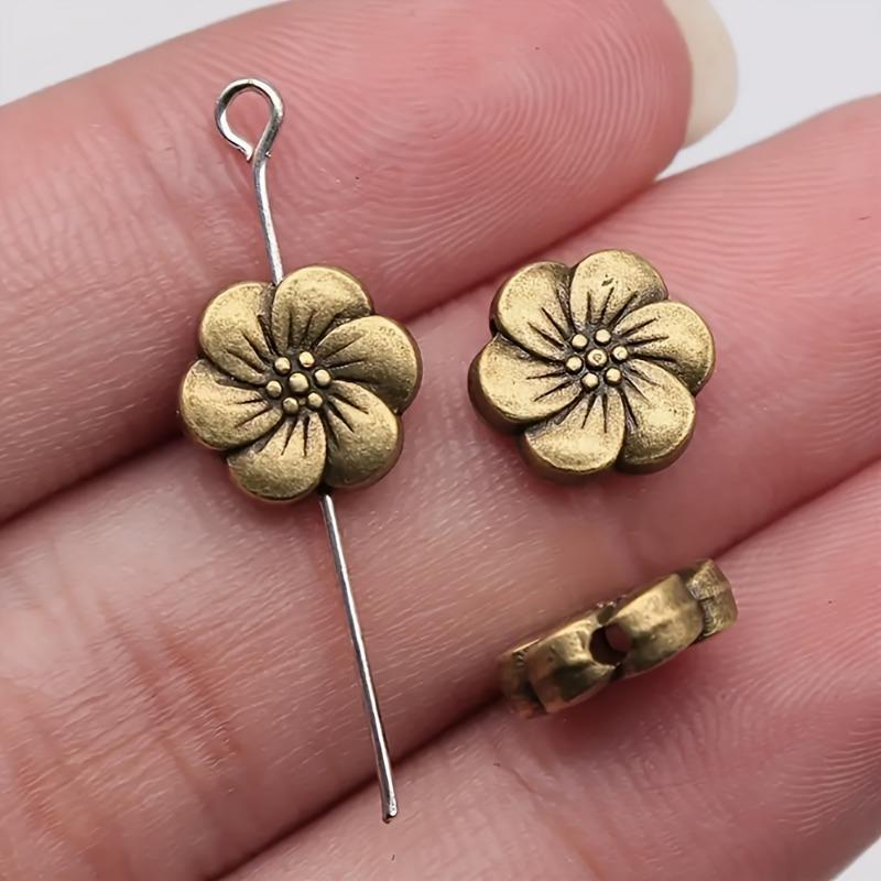 

Handicrafts Retro Gold Alloy Flower Beads Antique Flower DIY Bracelet Necklace Earrings Jewelry Accessories 10pcs