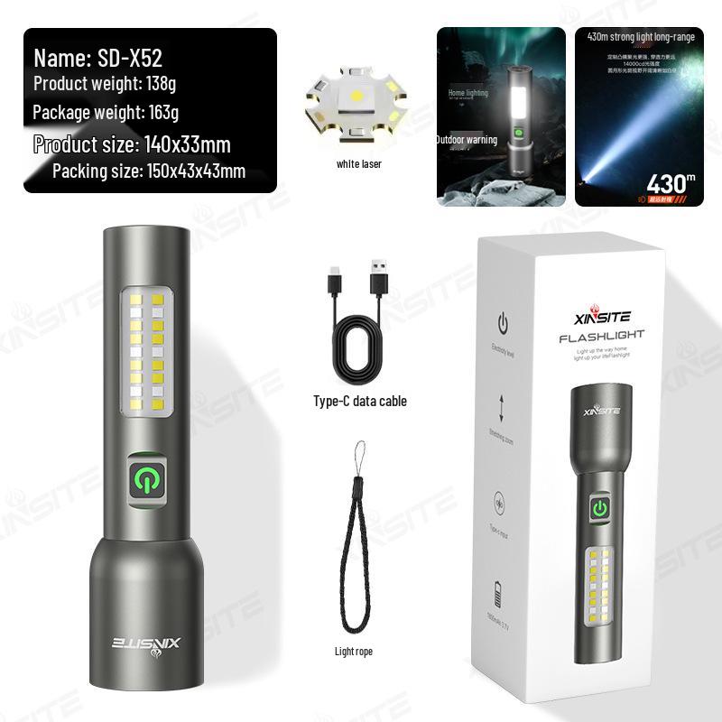 P50 Outdoor Cross-Border Waterproof Aluminum Flashlight with Telescopic Focus and Strong P70 Light.