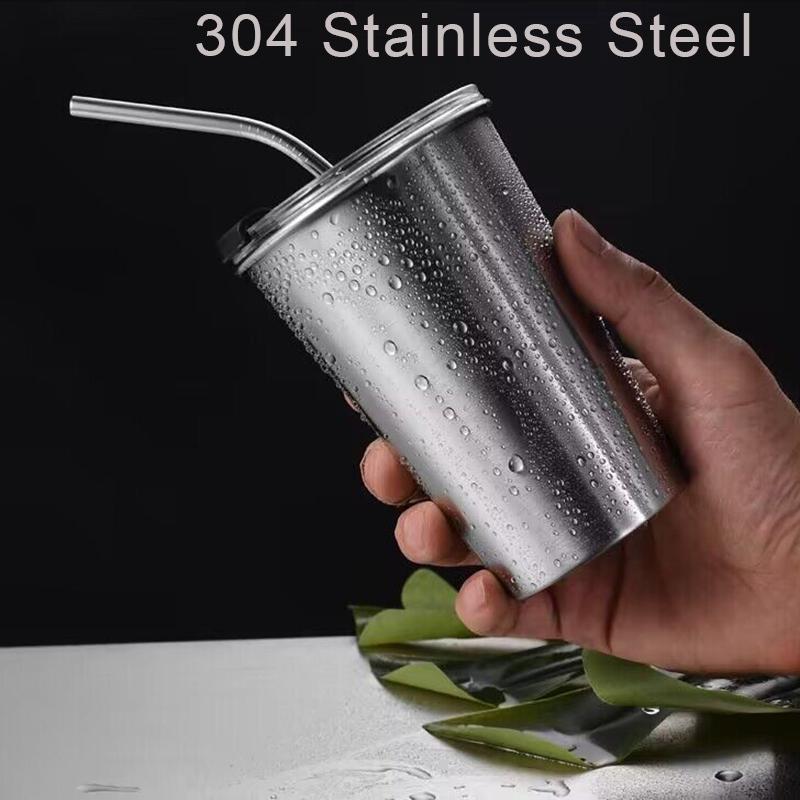 Stainless Steel Beer Wine Cup Portable Silver Beer Tumbler Cocktail Juice Milk Cup Metal Drinking Mug For Bar Outdoor Drinkware