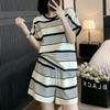 Navava Men S Striped Round Neck Short Sleeve And ShortS Set Nt1541 2color 4Size