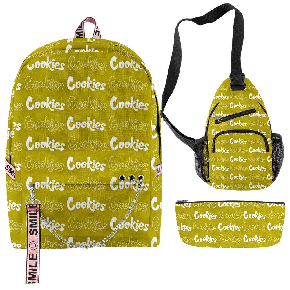 

Cook 3D Digital Color Printing Set Oxford Cloth Waterproof Backpack Student Bag Three-piece backpack set