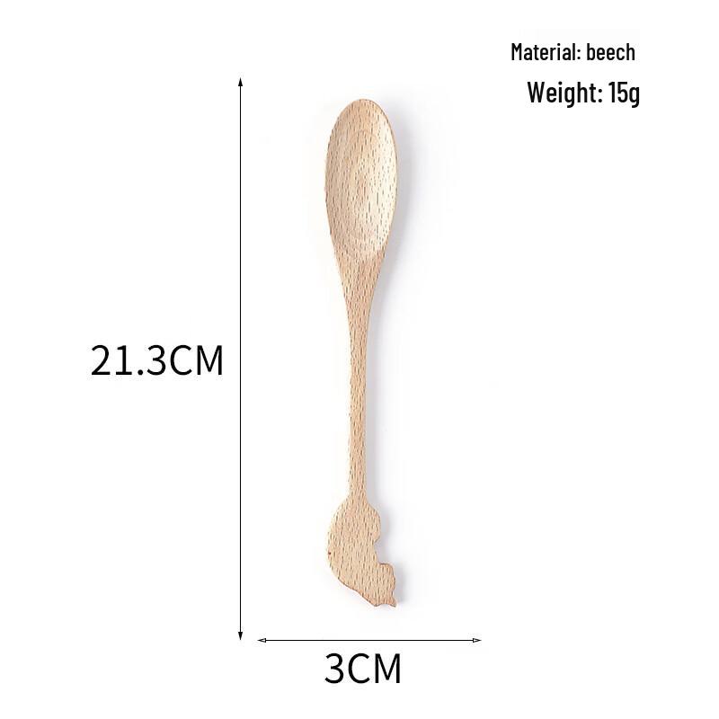 Abay Beechwood Cartoon Cat Wooden Cutlery Set for Kids