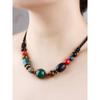 GEMCHIC Women's Vintage Bohemian Green Agate Necklace Ethnic Style Beaded Choker Collarbone Chain Jewelry