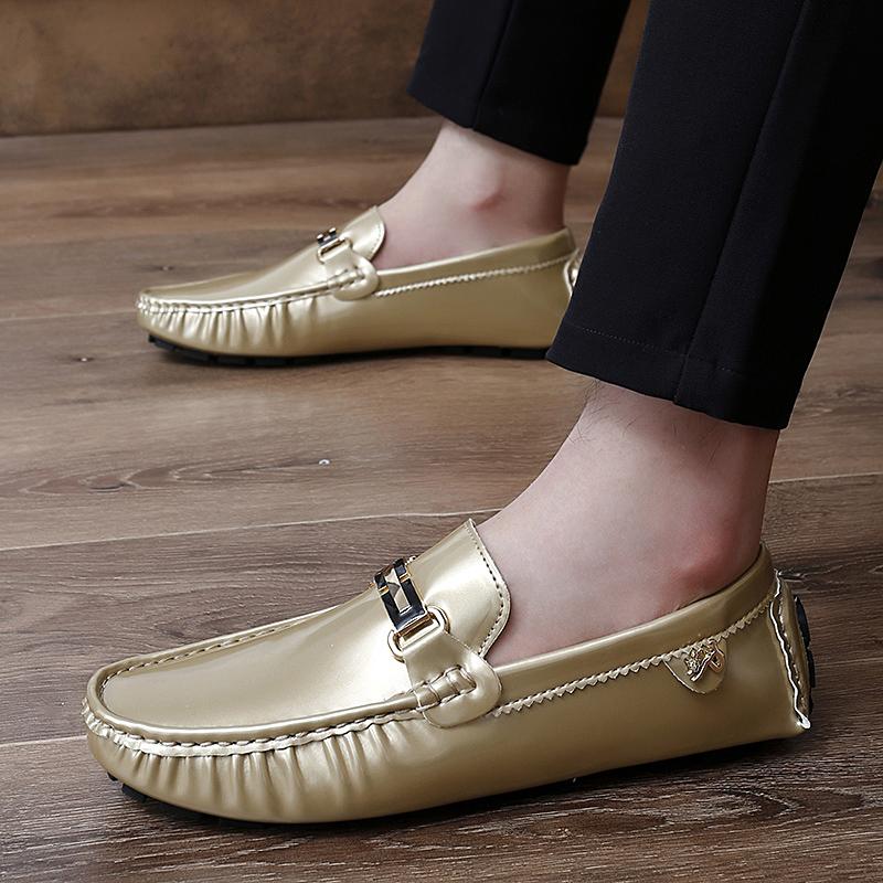 

Женские удобные туфли на плоской подошве, повседневные мужские мокасины, лоферы, туфли для вождения, унисекс, большие размеры, белые туфли EU: 37 золотой
