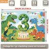 Sfondo per Festa di Compleanno 2D, Decorazioni con Dinosauri e Torta