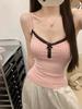 #Early autumn new pure lace lace V-neck sling vest slim and thin women's fixed belt chest pad