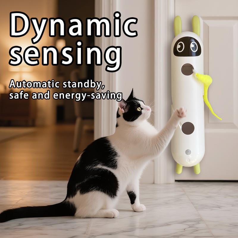 Smart Motion Cat Toy Interactive Cat Teasing Device with Sensor And Suction Cup Automatic Cat Toy with Fuzzy Tail for Indoor Cats Hunting Jumping