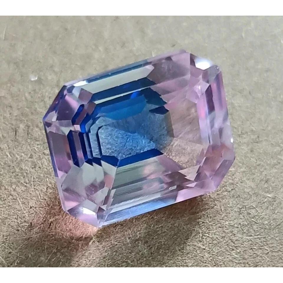 Bi-Color Pitambari Sapphire Natural 10+ Ct Emerald Cut Stunning Gemstone