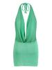 Mini Abito Arancione Lavorato a Maglia Halter da Donna Profondo Scollo a V Schiena Nuda Copricostume da Spiaggia Abito da Festa K145