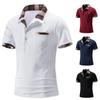 Summer Men's Casual Loose Short Sleeve T-shirt Men's Plaid Color Matching Lapel Polo Shirt