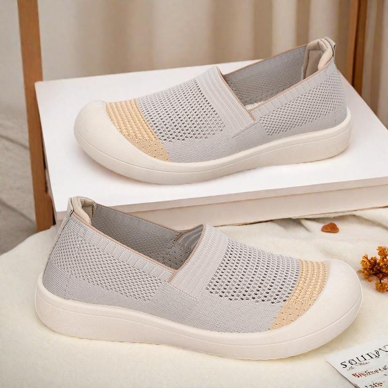 Low-top Flat Heel Non-slip Breathable Soft-soled Women's Shoes Fly-woven Mesh Lazy Shoes Foot Cover Daily Spring and Autumn Casual Shoes