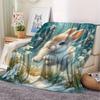 Cute Rabbit Fleece Blanket Winter Snowflake Print Throw Soft Warm All Season Bedding Home Decor Gift For Kids