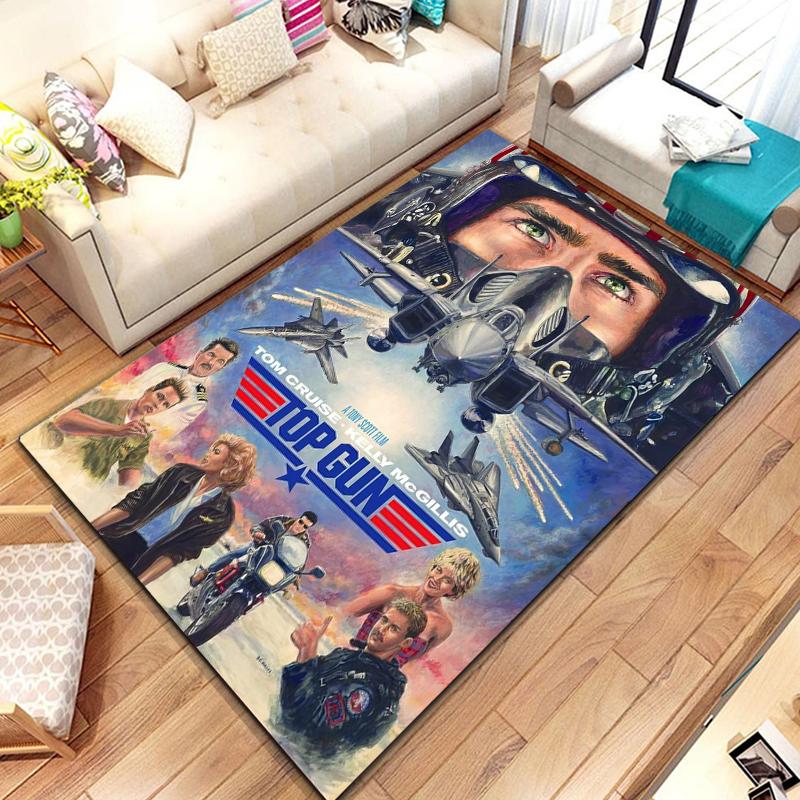 Classic Movie Top Gun Sign Tom Cruise Carpet Rug for Home Living Room Bedroom Sofa Doormat Decor,kid Area Rug Non-slip Floor Mat