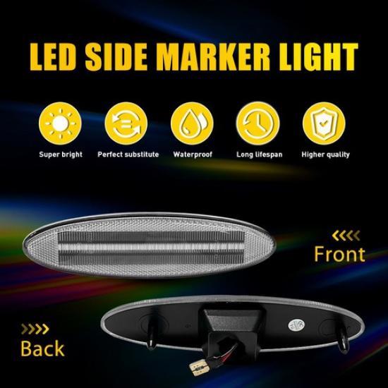 Klare Linse Voll-LED-Streifen Hintere Seitenmarkierungsleuchte für 1999-04 Chevy C5 Corvette A