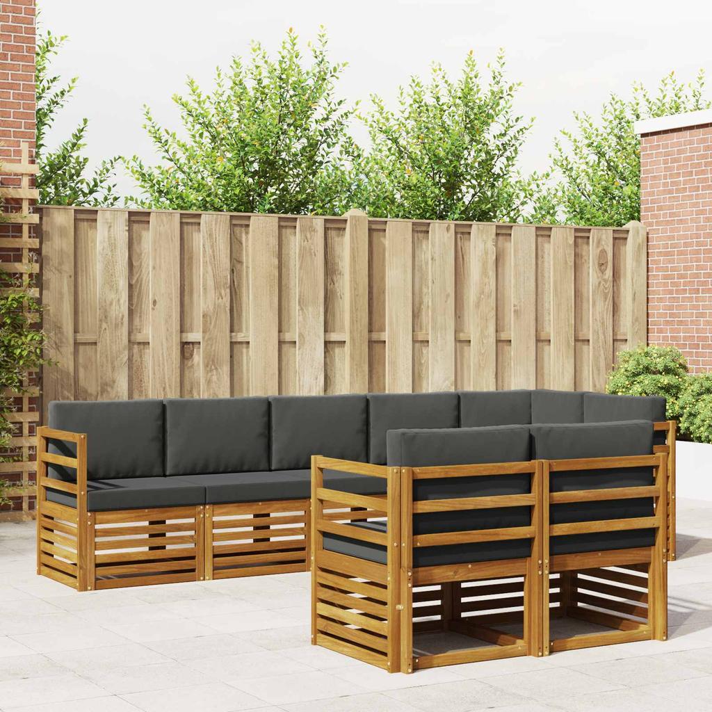 Outdoor Sofa Set 8 pcs Natural and Anthracite Solid Acacia Wood