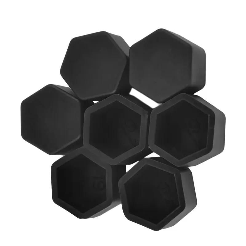 20Pcs/Set 19/21mm 19# 21# Silicone Hollow Hexagonal Screw Cover Car Wheel Hub Caps Tires Exterior Decoration Protecting Black