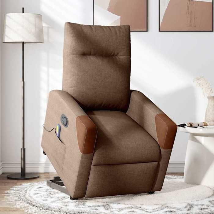 VidaXL Reclining Massage Armchair Brown Fabric 3324017