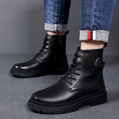 Patent Leather Boots Men's  New Autumn and Winter New Fashion Casual British Style Men's Shoes Genuine Leather High-top Men's Shoes Trend