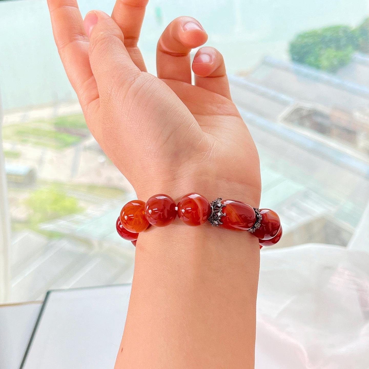 Large Particle Natural Agate Chalcedony Design Bracelet Bracelet