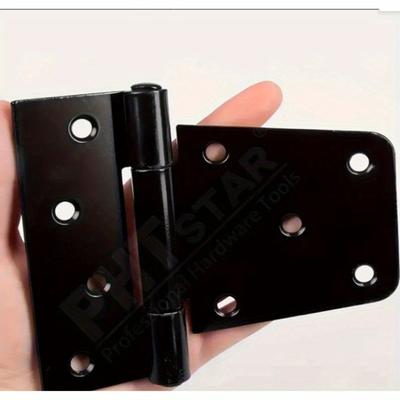 Dobradiças T-Bar pretas para serviços pesados de 3,5 polegadas, estilo clássico, superfície de metal montada, acabamento polido para porta de celeiro, galpão, portão de cerca de madeira