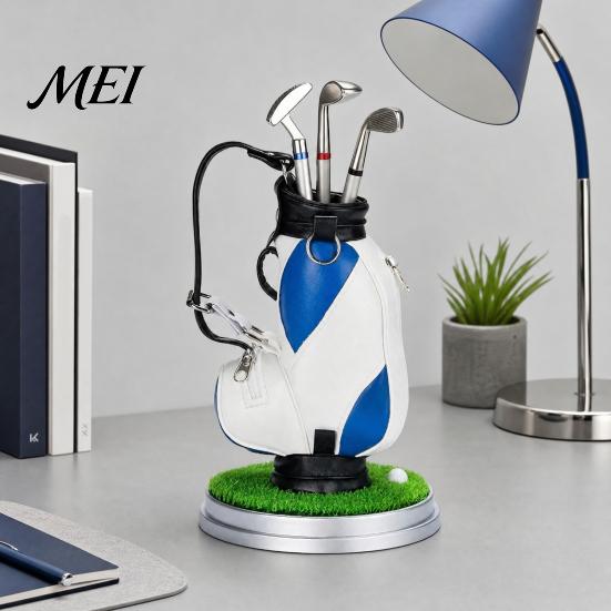 Personalized Desk Accessories Golf Pen Holder Set, Mini Bag Organizer with 3 Boss Club Pens, Novelty Office Decor for Men, Business Gift Desktop Men