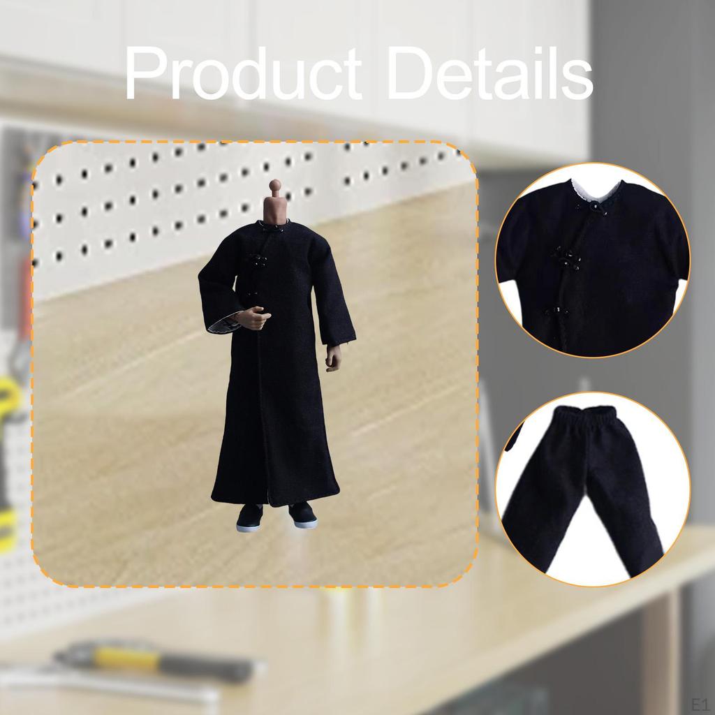 1/12 Action Figure Clothes Coat and Pants Mini Doll Model Costume Length Jacket for 6" Male