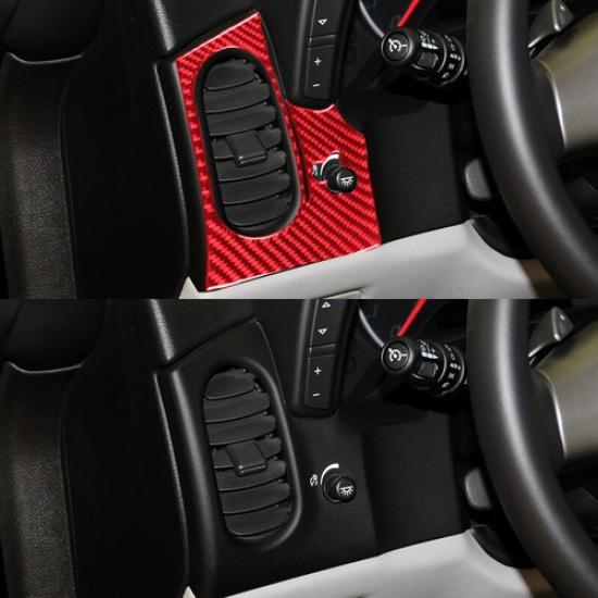 2pcs Red Carbon Fiber Car Inner Front AC Vent Sticker For Corvette C6 2005-2013