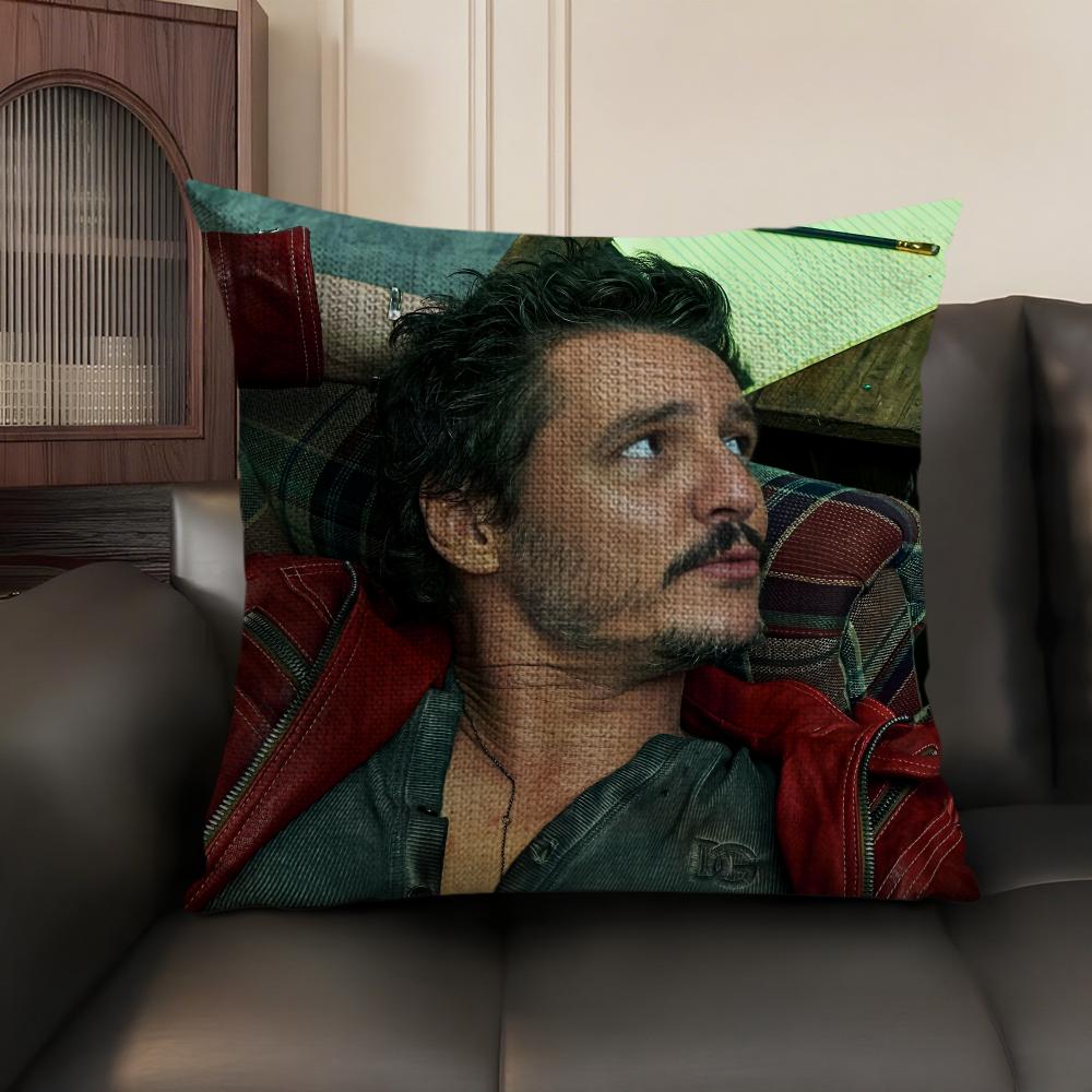 P-Pedro Pascal Daddy Cushion Cover Natural Linen Organic Fabric Double-Sided Printing Sofa Home Decor Gift Pillow Case