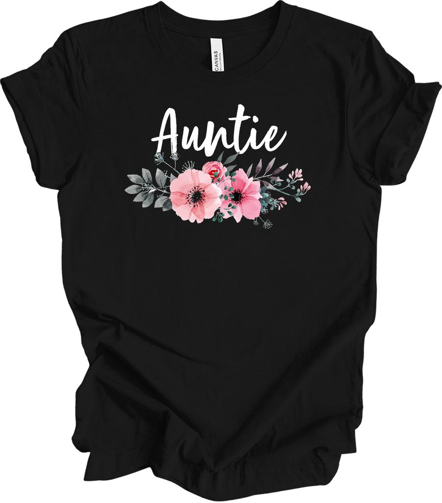 Auntie Floral Design Gift for Aunt Cute Flower Print Best Auntie Shirt