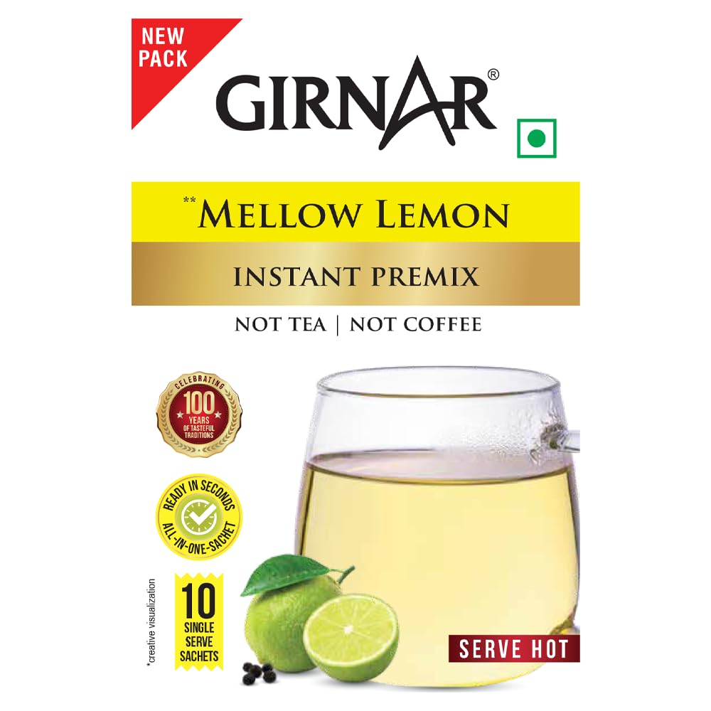 Girnar Instant Premix Mellow Lemon Drink 10 Sachets 15g Each Quick Hot Beverage Vegetarian